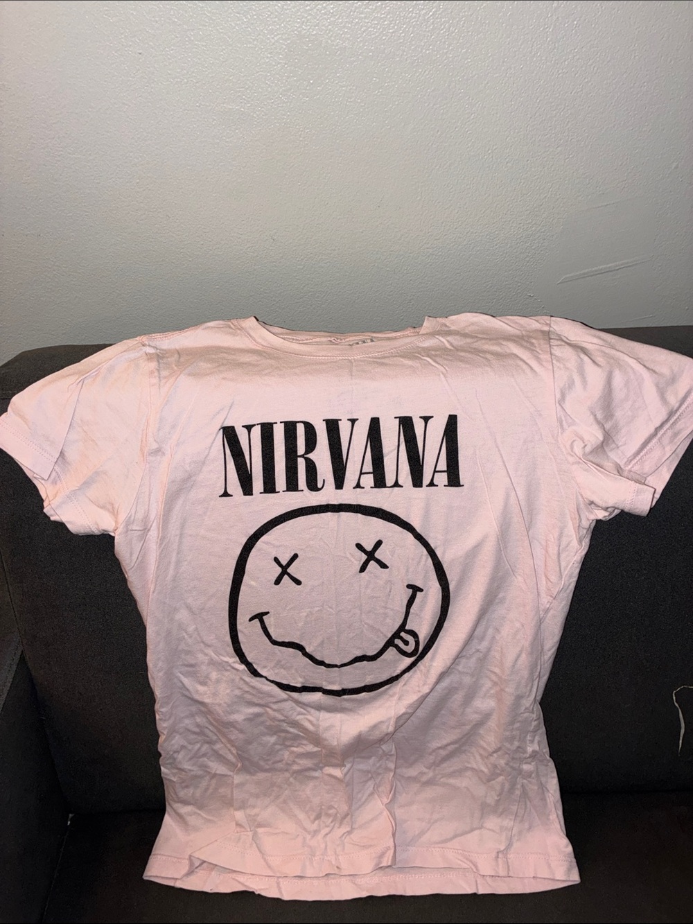 NIRVANA Pink Smiley Logo Band Tee